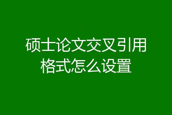 硕士论文交叉引用格式怎么设置