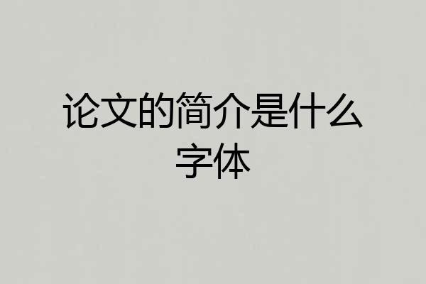 论文的简介是什么字体