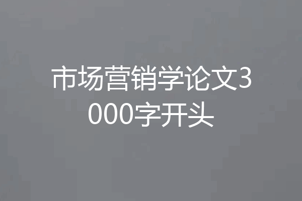 市场营销学论文3000字开头