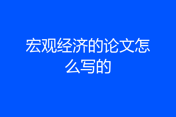 宏观经济的论文怎么写的