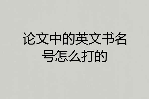 论文中的英文书名号怎么打的