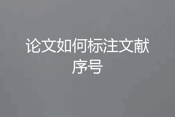 论文如何标注文献序号