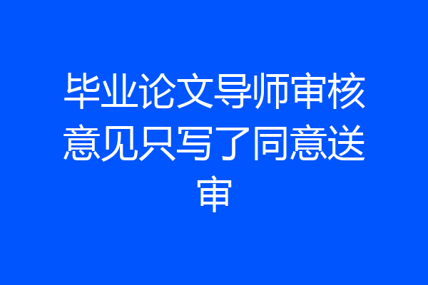 毕业论文导师审核意见只写了同意送审