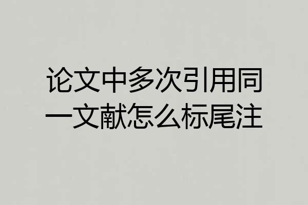 论文中多次引用同一文献怎么标尾注