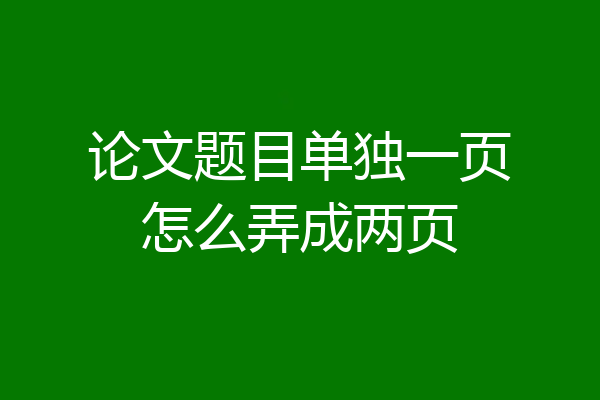 论文题目单独一页怎么弄成两页