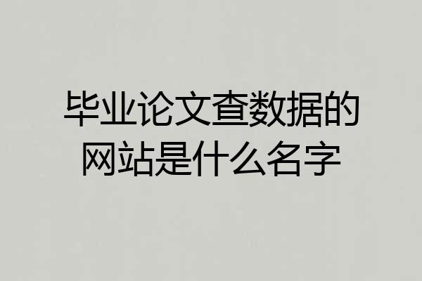 毕业论文查数据的网站是什么名字