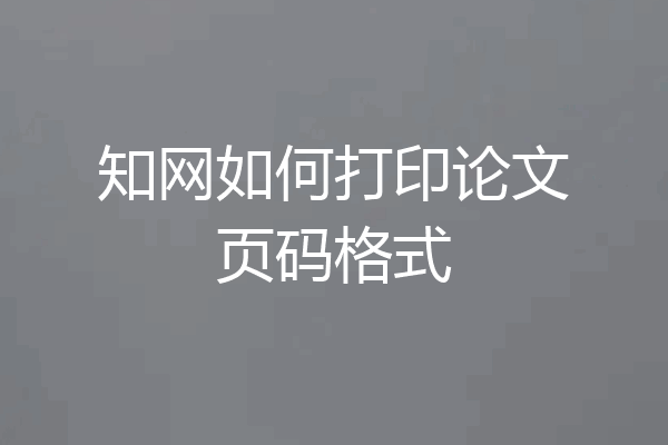 知网如何打印论文页码格式