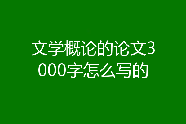 文学概论的论文3000字怎么写的