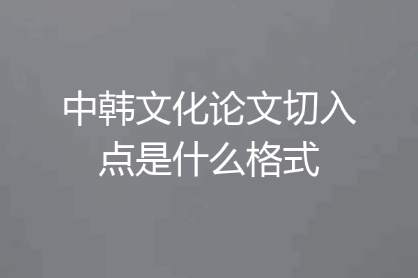 中韩文化论文切入点是什么格式
