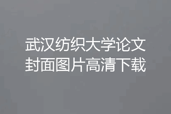 武汉纺织大学论文封面图片高清下载