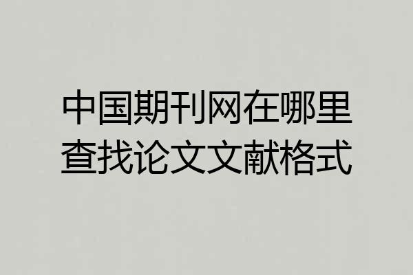 中国期刊网在哪里查找论文文献格式