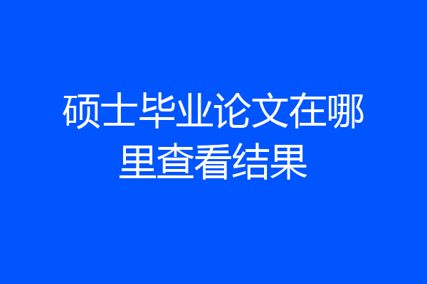 硕士毕业论文在哪里查看结果