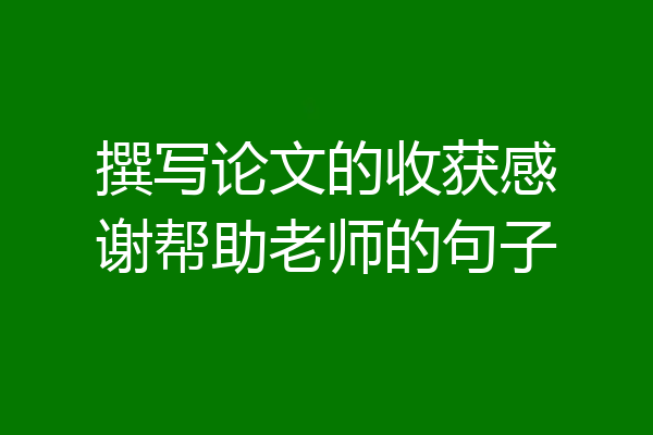 撰写论文的收获感谢帮助老师的句子