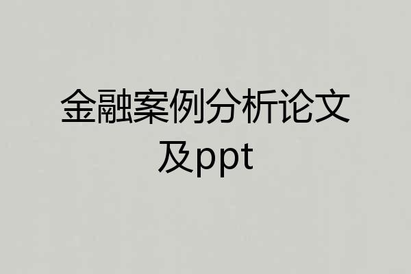 金融案例分析论文及ppt