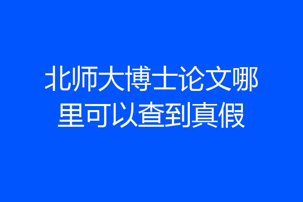 北师大博士论文哪里可以查到真假