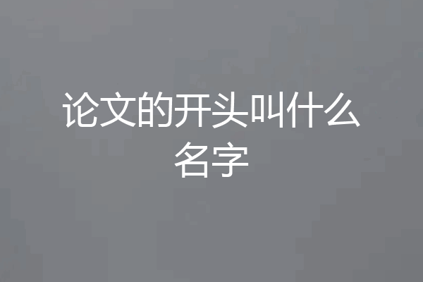 论文的开头叫什么名字