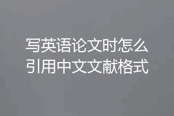 写英语论文时怎么引用中文文献格式