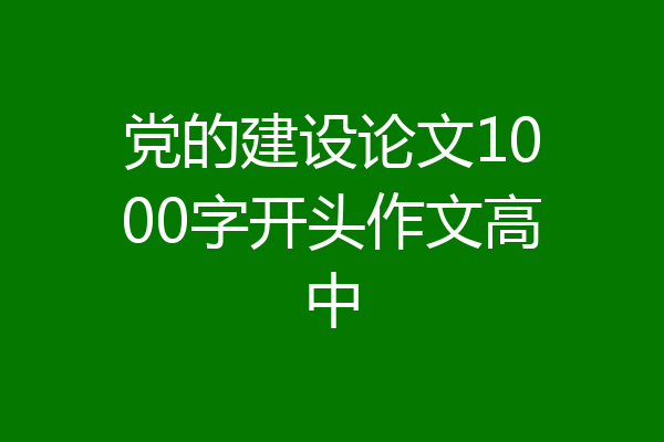 党的建设论文1000字开头作文高中