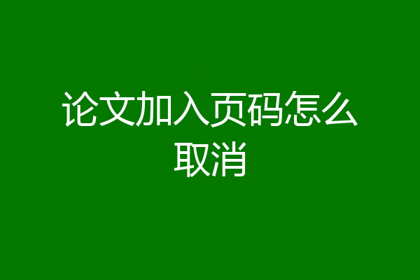 论文加入页码怎么取消