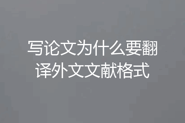 写论文为什么要翻译外文文献格式