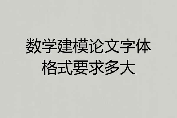 数学建模论文字体格式要求多大