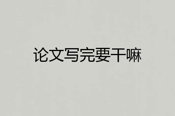 论文写完要干嘛