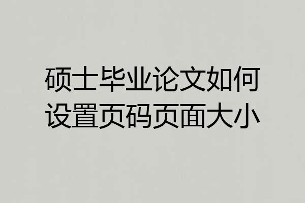 硕士毕业论文如何设置页码页面大小