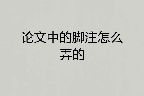 论文中的脚注怎么弄的