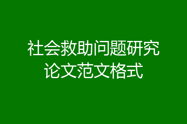 社会救助问题研究论文范文格式