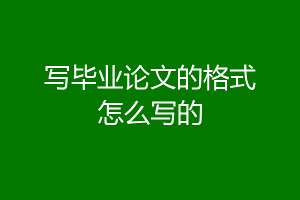 写毕业论文的格式怎么写的
