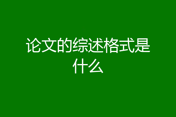 论文的综述格式是什么