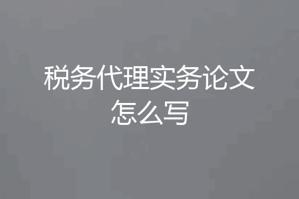 税务代理实务论文怎么写