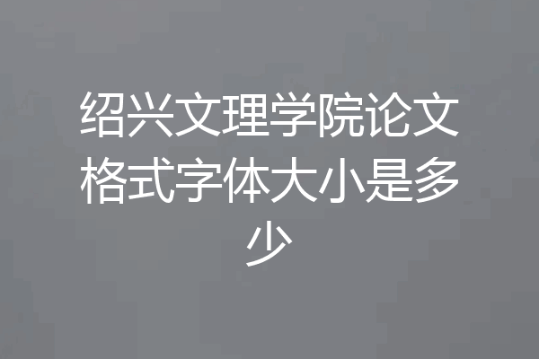 绍兴文理学院论文格式字体大小是多少