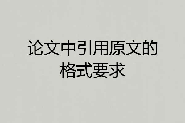 论文中引用原文的格式要求