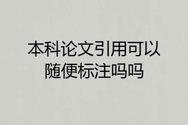 本科论文引用可以随便标注吗吗