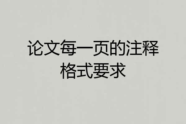 论文每一页的注释格式要求