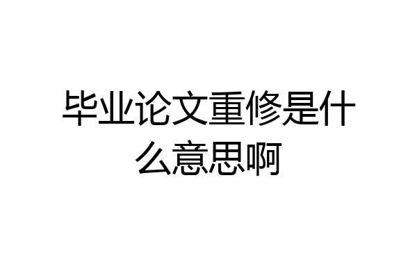 毕业论文重修是什么意思啊