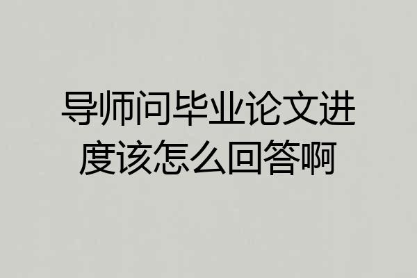 导师问毕业论文进度该怎么回答啊
