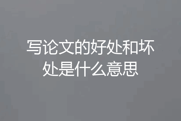 写论文的好处和坏处是什么意思