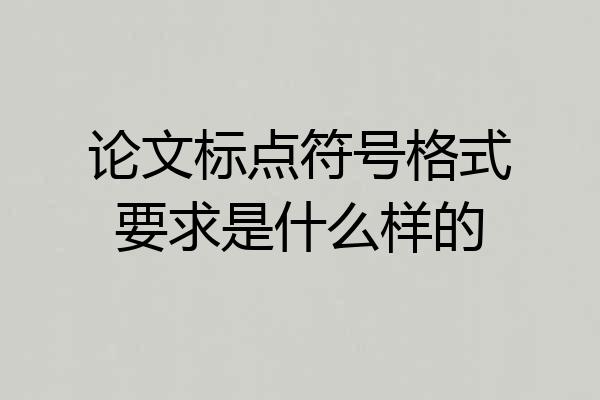论文标点符号格式要求是什么样的