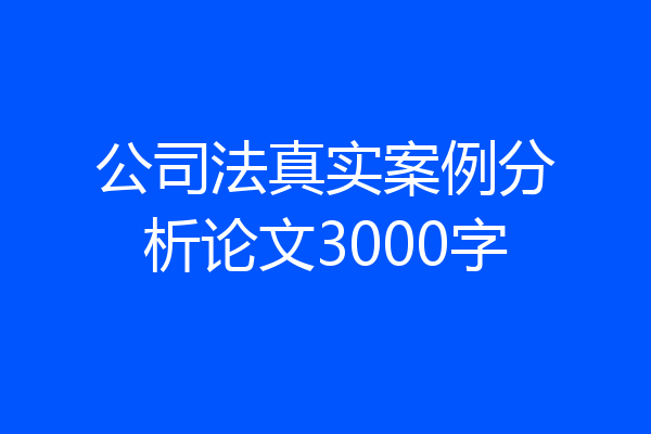 公司法真实案例分析论文3000字