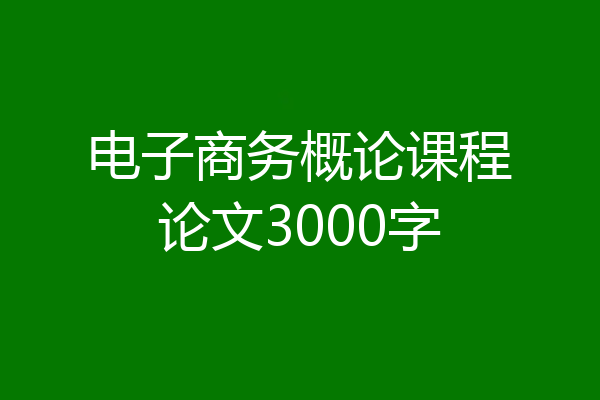 电子商务概论课程论文3000字