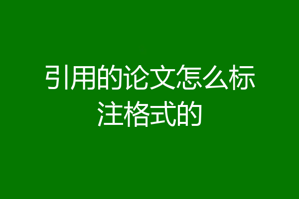 引用的论文怎么标注格式的