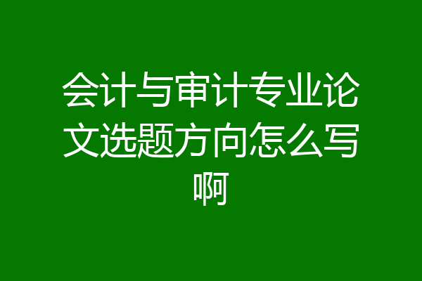 会计与审计专业论文选题方向怎么写啊