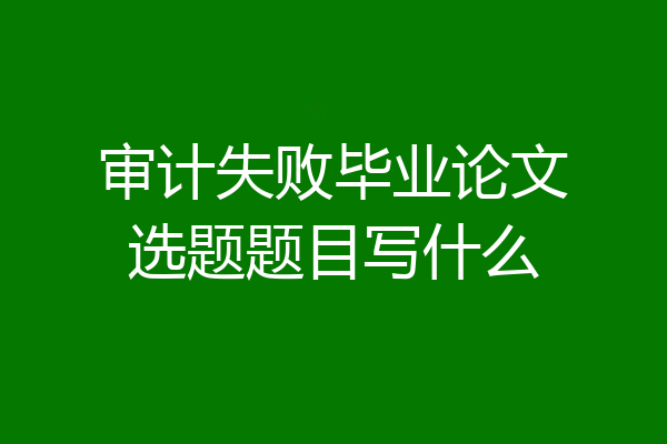 审计失败毕业论文选题题目写什么