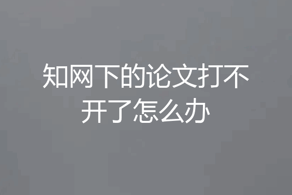 知网下的论文打不开了怎么办