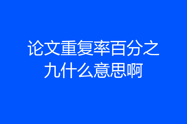 论文重复率百分之九什么意思啊
