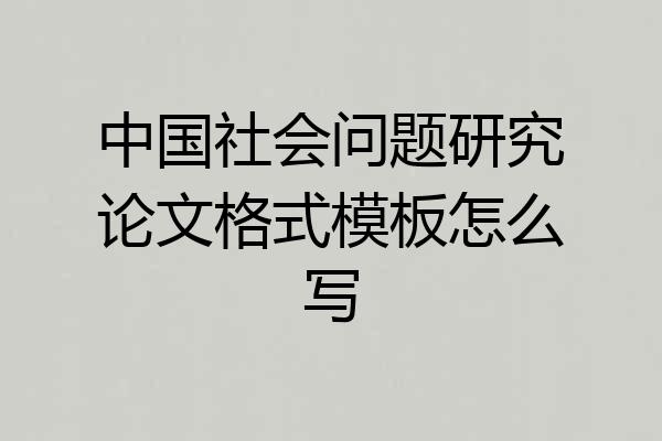 中国社会问题研究论文格式模板怎么写