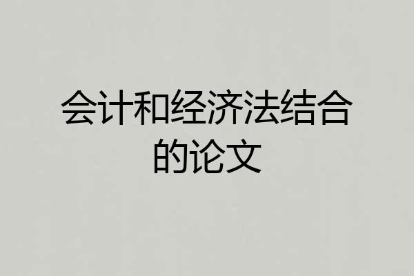会计和经济法结合的论文