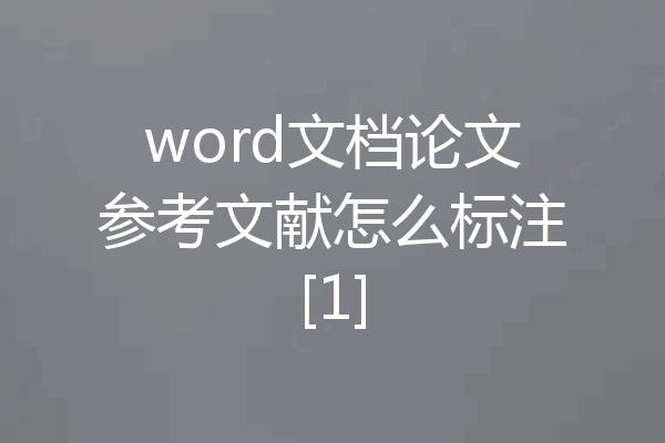 word文档论文参考文献怎么标注[1]